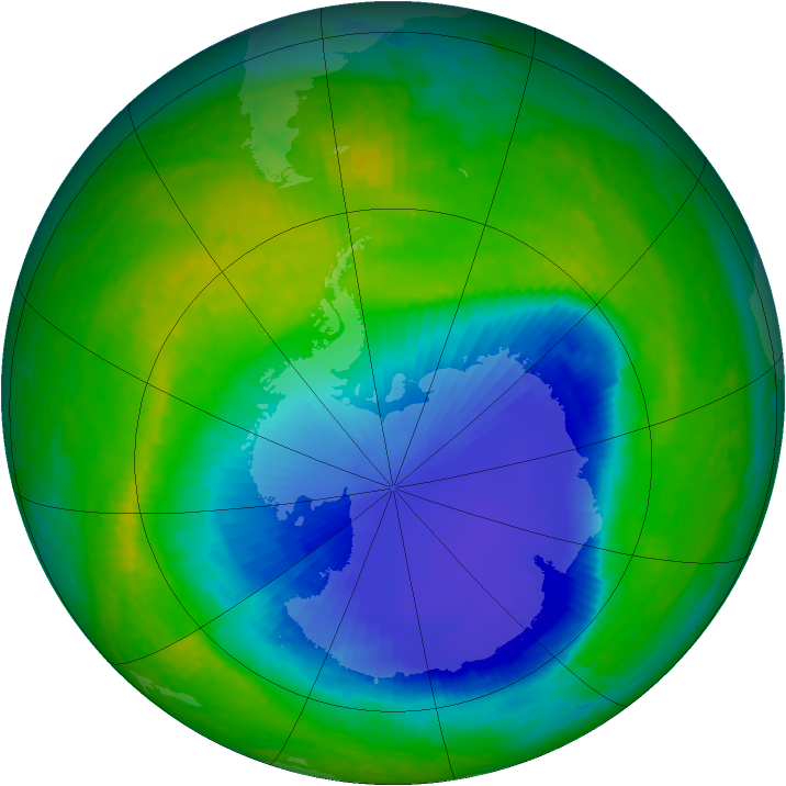 Antarctic ozone map for 24 November 2001